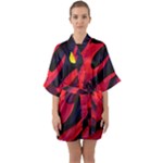 Abstract Fire Flames Grunge Art, Creative Half Sleeve Satin Kimono 