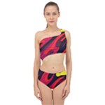 Abstract Fire Flames Grunge Art, Creative Spliced Up Two Piece Swimsuit