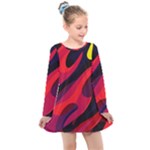 Abstract Fire Flames Grunge Art, Creative Kids  Long Sleeve Dress