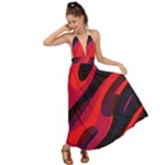 Abstract Fire Flames Grunge Art, Creative Backless Maxi Beach Dress