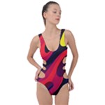 Abstract Fire Flames Grunge Art, Creative Side Cut Out Swimsuit