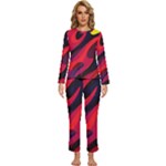 Abstract Fire Flames Grunge Art, Creative Womens  Long Sleeve Lightweight Pajamas Set