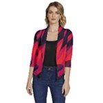 Abstract Fire Flames Grunge Art, Creative Women s Draped Front 3/4 Sleeve Shawl Collar Jacket