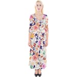 Abstract Floral Background Quarter Sleeve Wrap Maxi Dress