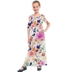 Abstract Floral Background Kids  Quarter Sleeve Maxi Dress