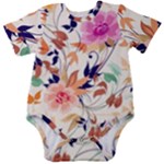 Abstract Floral Background Baby Short Sleeve Bodysuit