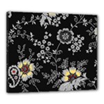 Black Background With Gray Flowers, Floral Black Texture Canvas 24  x 20  (Stretched)