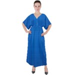 Blue Abstract, Background Pattern V-Neck Boho Style Maxi Dress