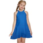 Blue Abstract, Background Pattern Kids  Halter Collar Waist Tie Chiffon Dress