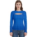 Blue Abstract, Background Pattern Women s Cut Out Long Sleeve T-Shirt