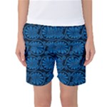 Blue Floral Pattern Floral Greek Ornaments Women s Basketball Shorts