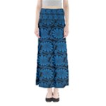 Blue Floral Pattern Floral Greek Ornaments Full Length Maxi Skirt