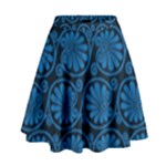 Blue Floral Pattern Floral Greek Ornaments High Waist Skirt