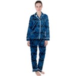 Blue Floral Pattern Floral Greek Ornaments Women s Long Sleeve Satin Pajamas Set	