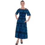 Blue Floral Pattern Floral Greek Ornaments Shoulder Straps Boho Maxi Dress 