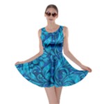 Blue Floral Pattern Texture, Floral Ornaments Texture Skater Dress