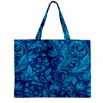 Blue Floral Pattern Texture, Floral Ornaments Texture Zipper Mini Tote Bag