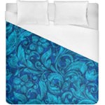 Blue Floral Pattern Texture, Floral Ornaments Texture Duvet Cover (King Size)