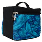 Blue Floral Pattern Texture, Floral Ornaments Texture Make Up Travel Bag (Small)