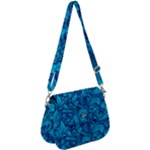Blue Floral Pattern Texture, Floral Ornaments Texture Saddle Handbag
