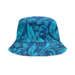 Blue Floral Pattern Texture, Floral Ornaments Texture Bucket Hat