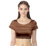 Brown Wooden Texture Short Sleeve Crop Top