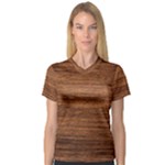 Brown Wooden Texture V-Neck Sport Mesh T-Shirt