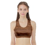 Brown Wooden Texture Sports Bra with Border