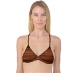 Brown Wooden Texture Reversible Tri Bikini Top