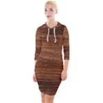 Brown Wooden Texture Quarter Sleeve Hood Bodycon Dress