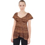 Brown Wooden Texture Lace Front Dolly Top