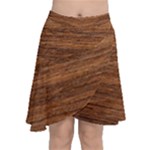 Brown Wooden Texture Chiffon Wrap Front Skirt