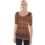 Brown Wooden Texture Wide Neckline T-Shirt
