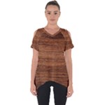 Brown Wooden Texture Cut Out Side Drop T-Shirt