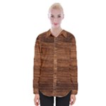 Brown Wooden Texture Womens Long Sleeve Shirt