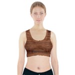 Brown Wooden Texture Sports Bra With Pocket