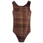 Brown Wooden Texture Kids  Cut-Out Back One Piece Swimsuit