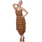 Brown Wooden Texture Layered Bottom Dress
