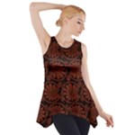 Brown Floral Pattern Floral Greek Ornaments Side Drop Tank Tunic