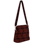 Brown Floral Pattern Floral Greek Ornaments Zipper Messenger Bag