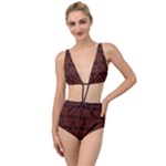 Brown Floral Pattern Floral Greek Ornaments Tied Up Two Piece Swimsuit