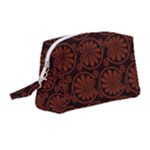 Brown Floral Pattern Floral Greek Ornaments Wristlet Pouch Bag (Medium)