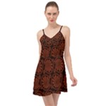 Brown Floral Pattern Floral Greek Ornaments Summer Time Chiffon Dress