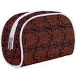 Brown Floral Pattern Floral Greek Ornaments Make Up Case (Large)