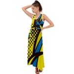 Colorful Abstract Background Art V-Neck Chiffon Maxi Dress