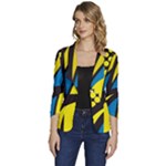 Colorful Abstract Background Art Women s One-Button 3/4 Sleeve Short Jacket
