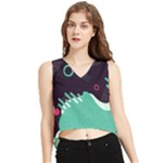 Colorful Background, Material Design, Geometric Shapes V-Neck Cropped Tank Top