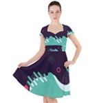 Colorful Background, Material Design, Geometric Shapes Cap Sleeve Midi Dress