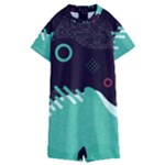 Colorful Background, Material Design, Geometric Shapes Kids  Boyleg Half Suit Swimwear