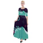 Colorful Background, Material Design, Geometric Shapes Half Sleeves Maxi Dress